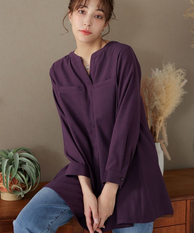 Tiaclasse L 【洗える】スエード調チュニック パープル
