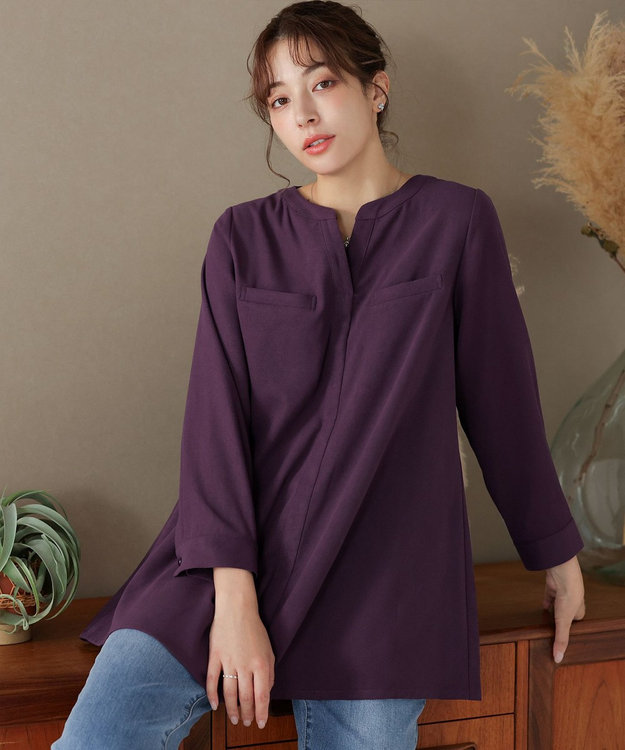 Tiaclasse L 【洗える】スエード調チュニック パープル