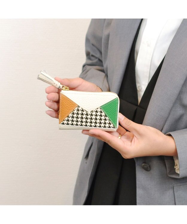 UNBILLION perche サスティナブルハラコタイプスマートキーケース アイボリーチェック