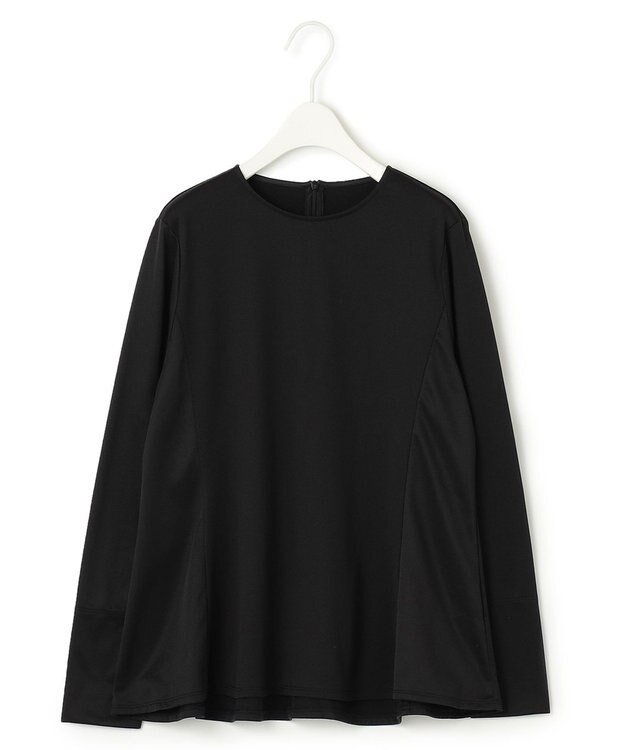 ICB 【洗える】リバーストレッチジャージー ペプラムカットソー ブラック系