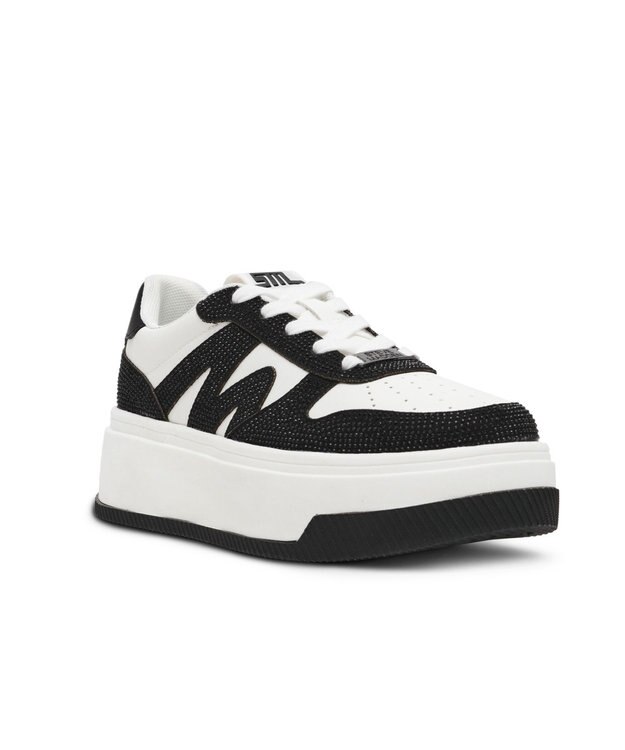 STEVE MADDEN DYNAMO-R スワロディテール厚底スニーカー ブラックホワイト