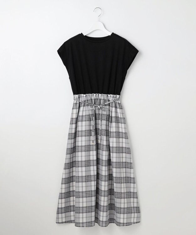 ANY SIS ファブリックドッキング ワンピース ブラック×ブロックチェック