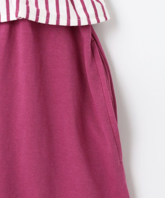 組曲 KIDS 【150-160㎝】マリンボーダー ワンピース ラズベリー