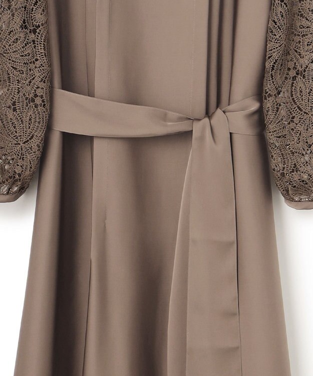 23区 S 【APPLAUDIR】ノーブルサテン リボンブーケレースコンビ ドレス ブラウン系