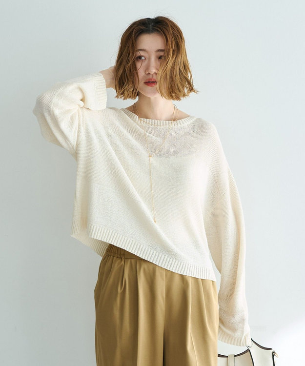 YECCA VECCA テープヤーンルーズニットプルオーバー Ivory