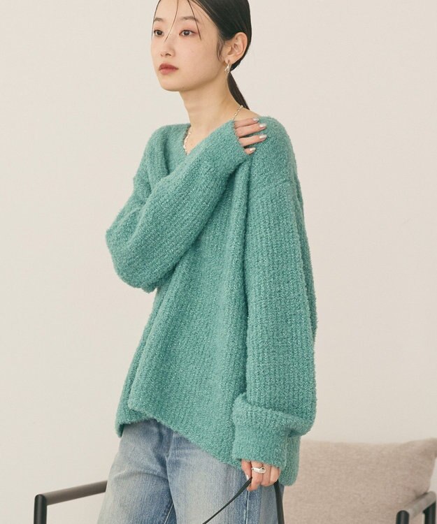 AMERICAN HOLIC ミニシャギーラメニットプルオーバー Green