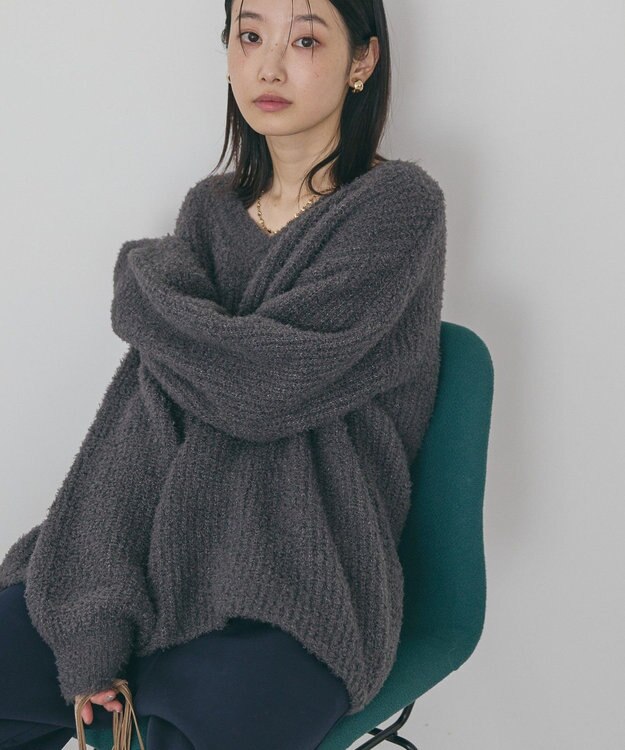 AMERICAN HOLIC ミニシャギーラメニットプルオーバー Charcoal Gray