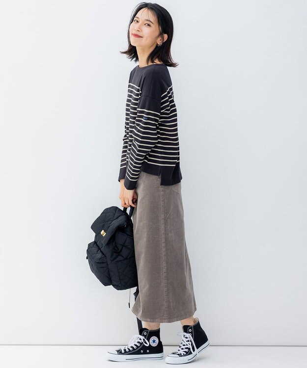 23区 【洗える】23区DENIM ベルベットストレッチ Aライン スカート トープ