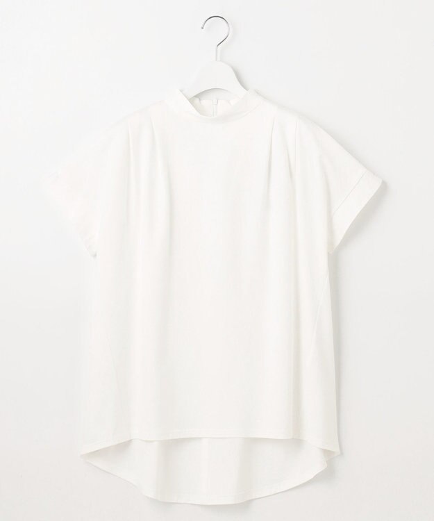 自由区 【洗える】ハイカウントハイネック カットソー オフホワイト