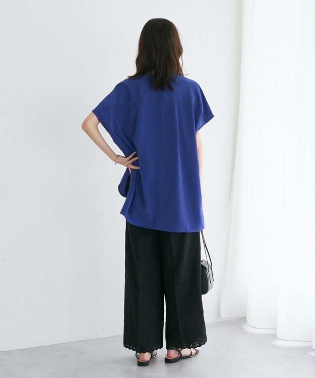 YECCA VECCA 【セットアップ可能】ポケットスキッパーシャツ Blue