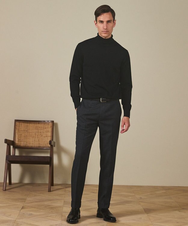 GOTAIRIKU セットアップカラー有【洗える/ストレッチ/シワになりにくい】ZERO TRIA ウォッシャブルパンツ(25年モデル) ブラック(グレンチェック地柄)