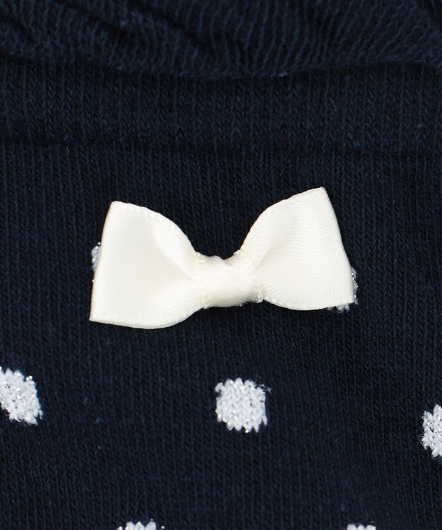 ANY KIDS ハイソックス（ドットリボン） ネイビードット