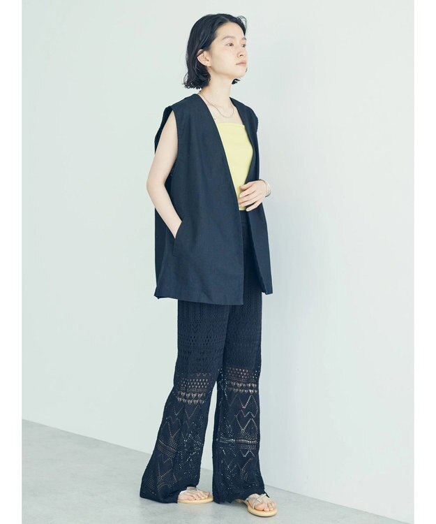 AMERICAN HOLIC 透かし編みニットパンツ Black