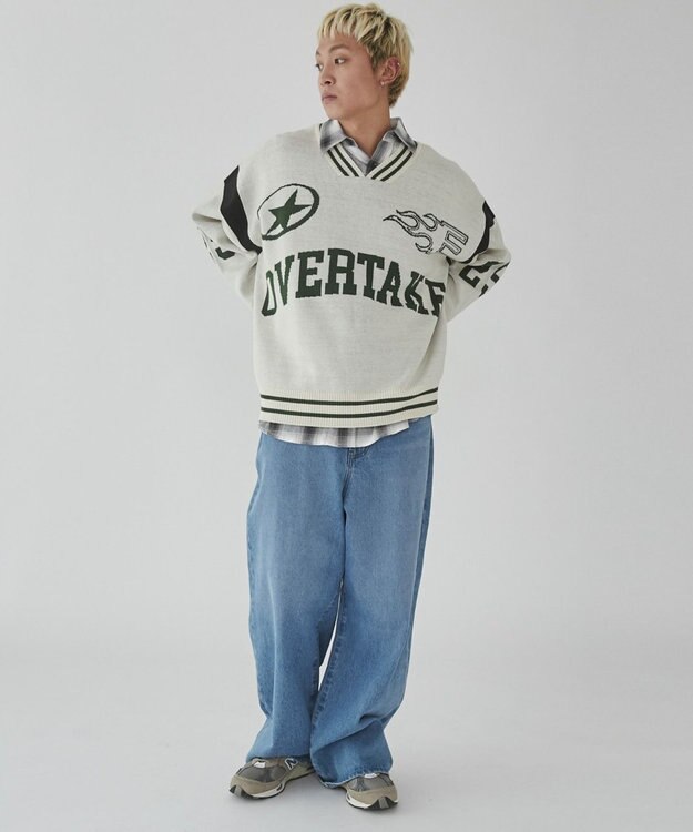 WEGO 【ユニセックス着用ITEM】ラインリブゲームロゴプルオーバー ホワイト