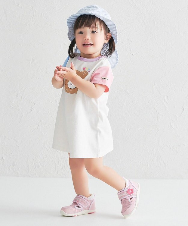 MIKI HOUSE HOT BISCUITS 【44-54cm】サッカー素材 ストライプ柄クロッシェ(帽子) ブルー