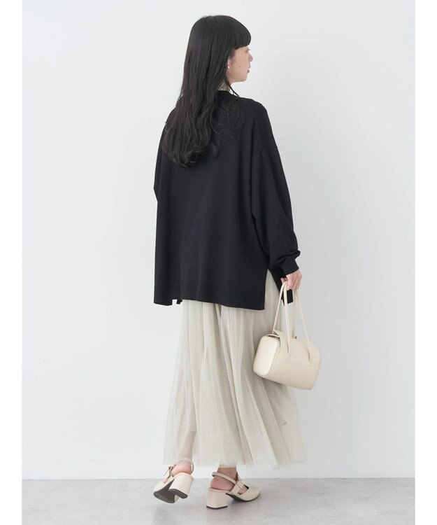 earth music&ecology サイドスリットルーズＶネックカーディガン Black