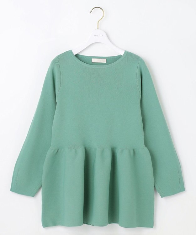 ANY SIS 【洗える】スポンディッシュペプラム ニット グリーン