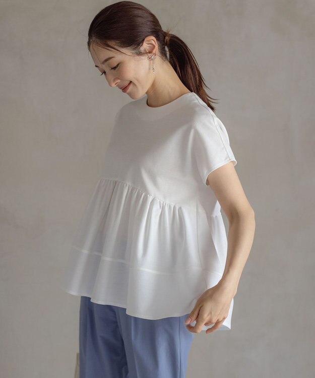 組曲 ツイルジャージーティアード カットソー ホワイト系