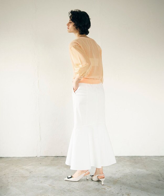 GRACE CONTINENTAL シアードルマンニットカーディガン オレンジ