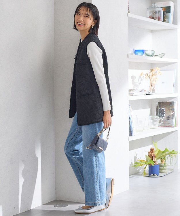 23区 L 【一部店舗限定】ファンシーツイード ジレ ネイビー系