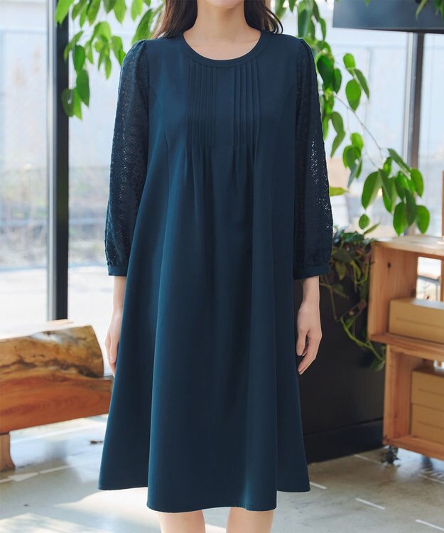 Tiaclasse レーススリーブワンピース グリーン