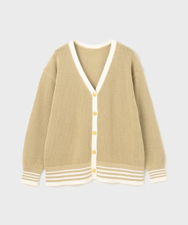 GRACE CONTINENTAL メッシュラインニットカーディガン イエロー