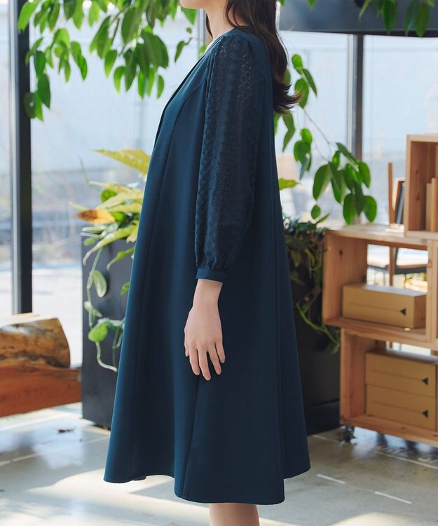 Tiaclasse レーススリーブワンピース グリーン