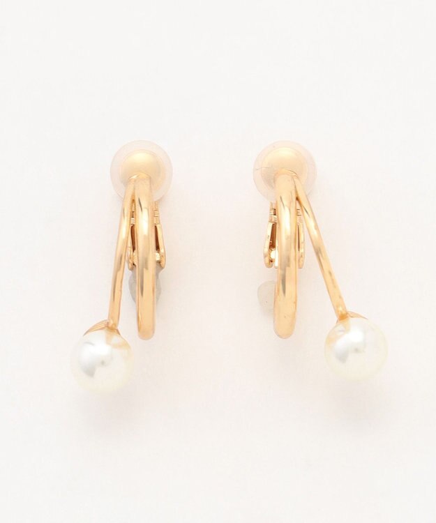 ANY ２連パールフープイヤリング(両耳用) ゴールド