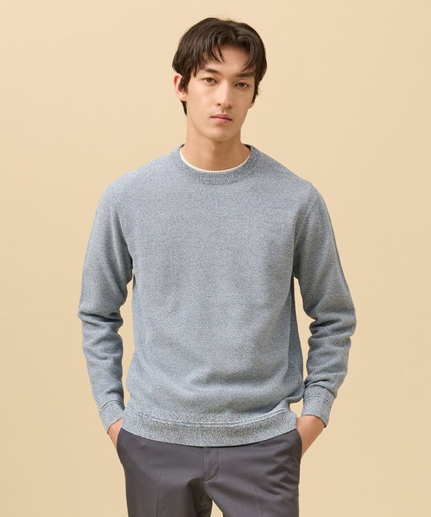 J.PRESS MEN ギマコットンカノコクルーネック ニット サックスブルー系