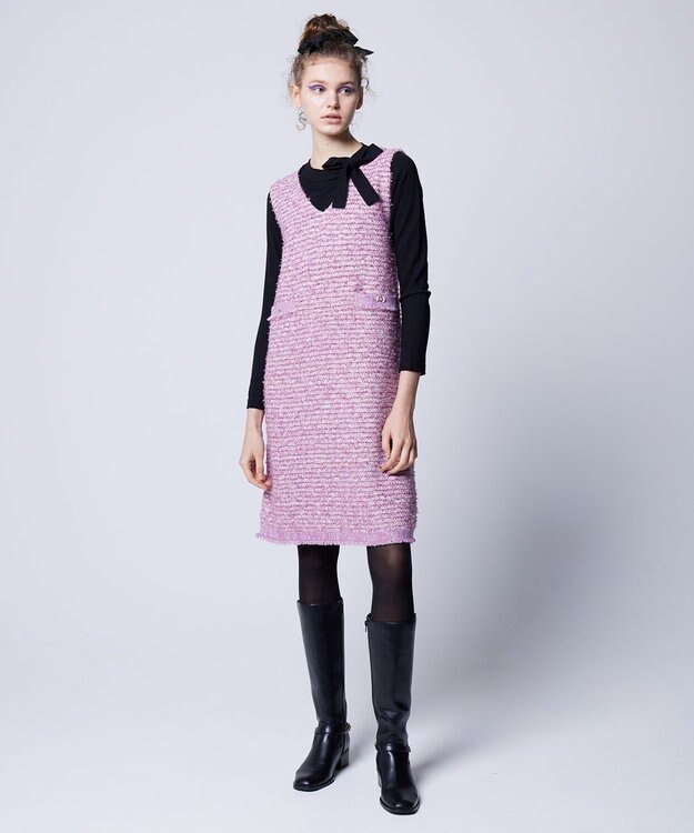 TOCCA 【洗える！】FONDU TWEED ドレス パープル系