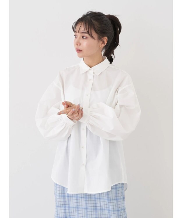 earth music&ecology 袖タックブラウス Off White