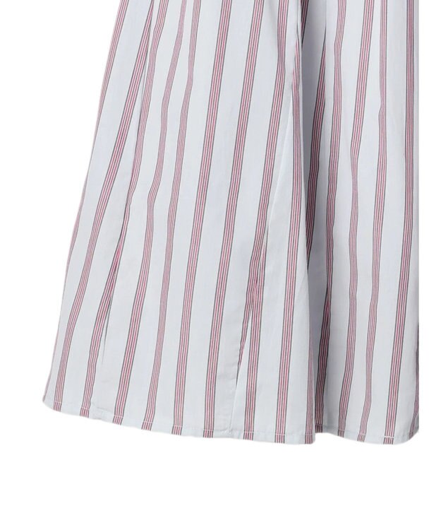 earth music&ecology ポプリンフレアスカート Stripe Sax