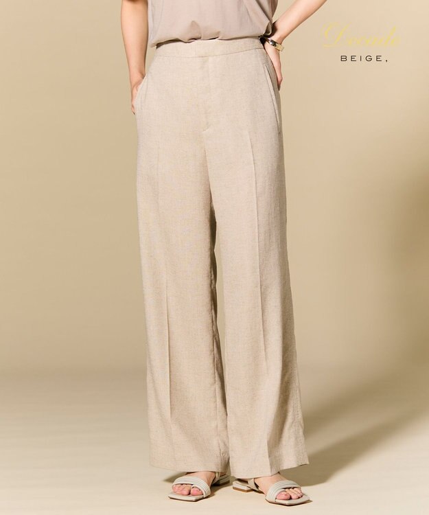 BEIGE， CAROLE / リネンライクフルレングスワイドパンツ Sand