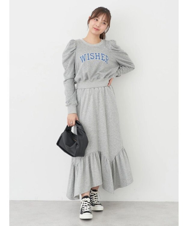 earth music&ecology ウラケ裾フリルスカート Gray