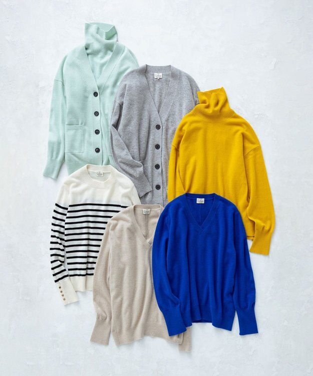 23区 【洗える】ピュアカシミヤ Vネック ニット ブルー系