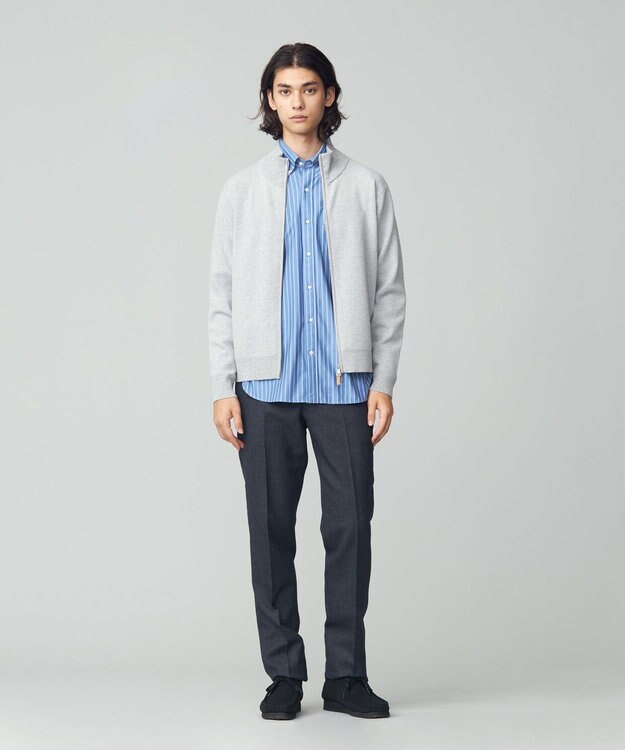 J.PRESS MEN 【FLEX YARN】フルジップカーディガン ライトグレー系