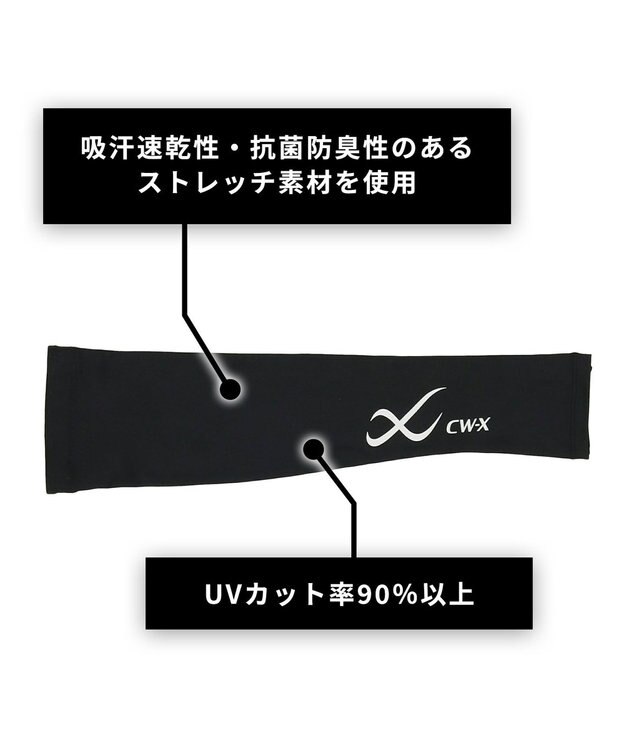 CW-X 【UNISEX】 CW-X eスポーツ アームカバー(右手用) 吸汗速乾(本体) 抗菌防臭(本体) １枚入り UＶカット率90％以上(本体) ユニセックス HYR650 /ワコール ブラック