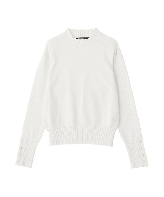YECCA VECCA 袖口釦リブMIXニット Ivory