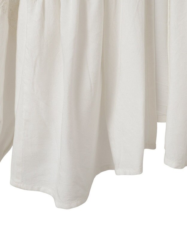 earth music&ecology レーヨンレースデザインシャツ Off White