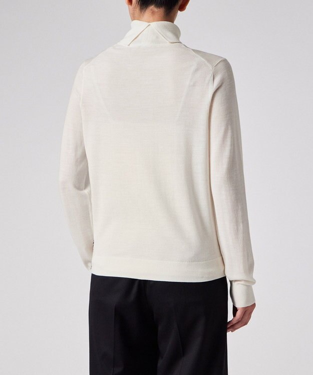 Paul Smith ドレープウール ストライプ タートルネック ニット オフホワイト