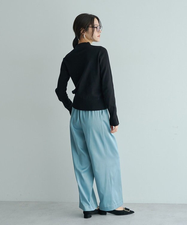 YECCA VECCA 袖口釦リブMIXニット Black