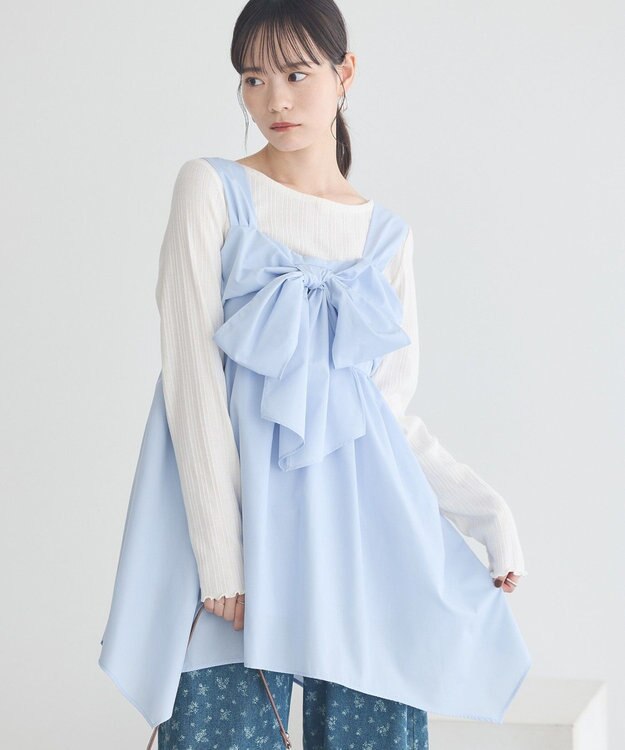 earth music&ecology リボンイレヘムチュニック Sax