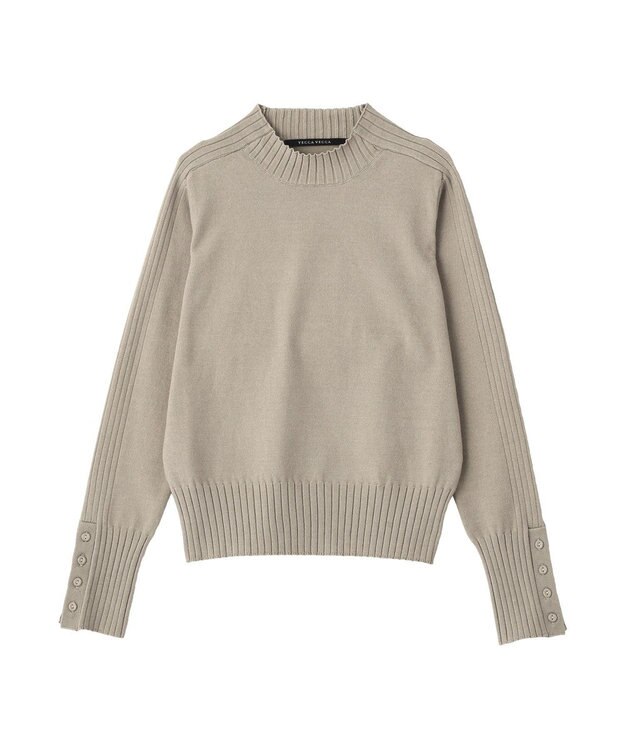YECCA VECCA 袖口釦リブMIXニット Dark Beige