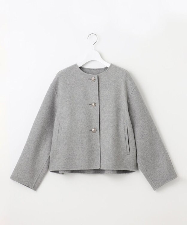 23区 L ウールリバー ノーカラーコート ライトグレー系