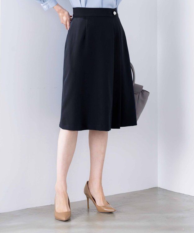 Tiaclasse 【ダブルクロス・洗える】アシンメトリープリーツスカート ブラック