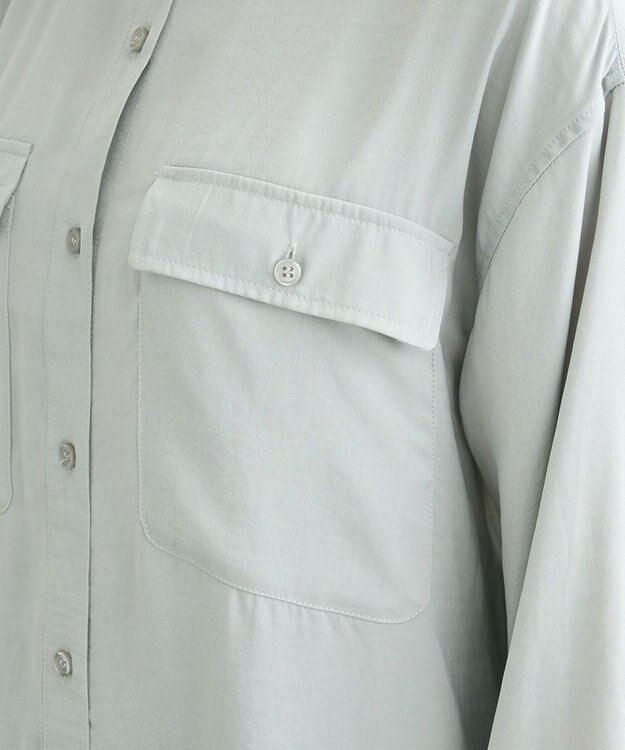 Green Parks ・ＳＵＧＡＲ　ＳＰＯＯＮ　サテンオーバーシャツチュニック Green