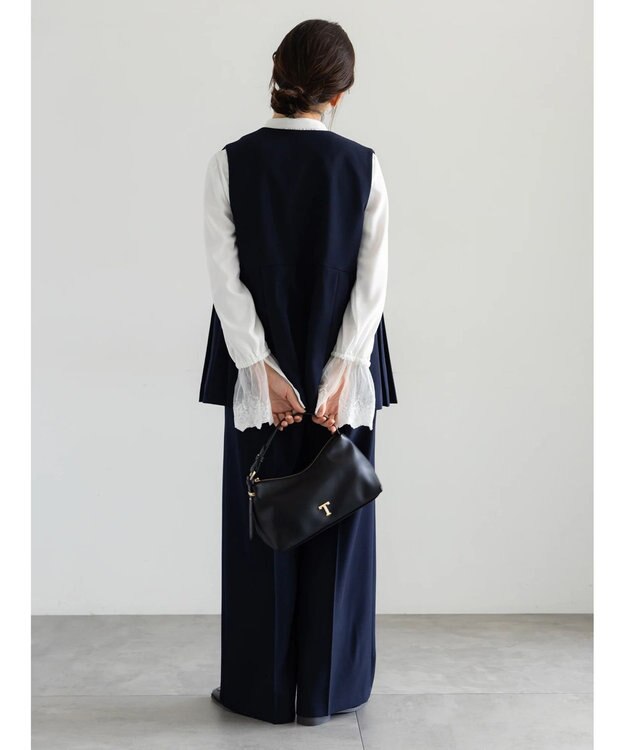 Te chichi 【セレモニーアイテム】2タックワイドパンツ（セットアップ可） ネイビー