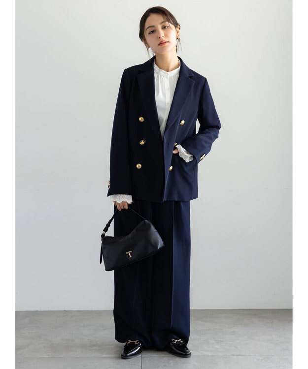 Te chichi 【セレモニーアイテム】2タックワイドパンツ（セットアップ可） ネイビー