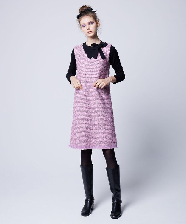 TOCCA 【洗える！】FONDU TWEED ドレス パープル系