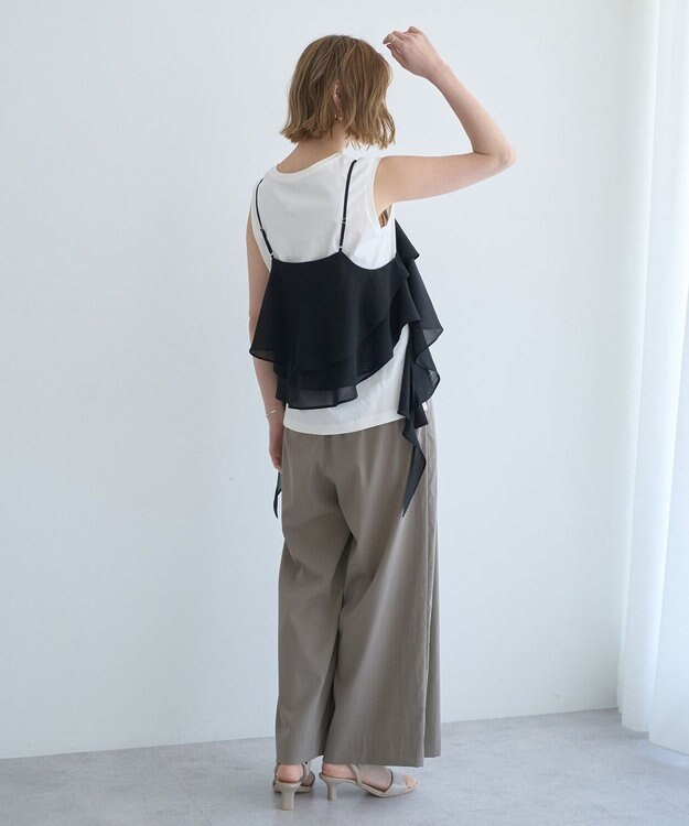 YECCA VECCA アシメラッフルオーバーキャミ Black